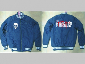 King of Fighting modrobiela pánska zimná bunda s obojstranným logom, materiál 100%polyester (obmedzené skladové zásoby!!!!)